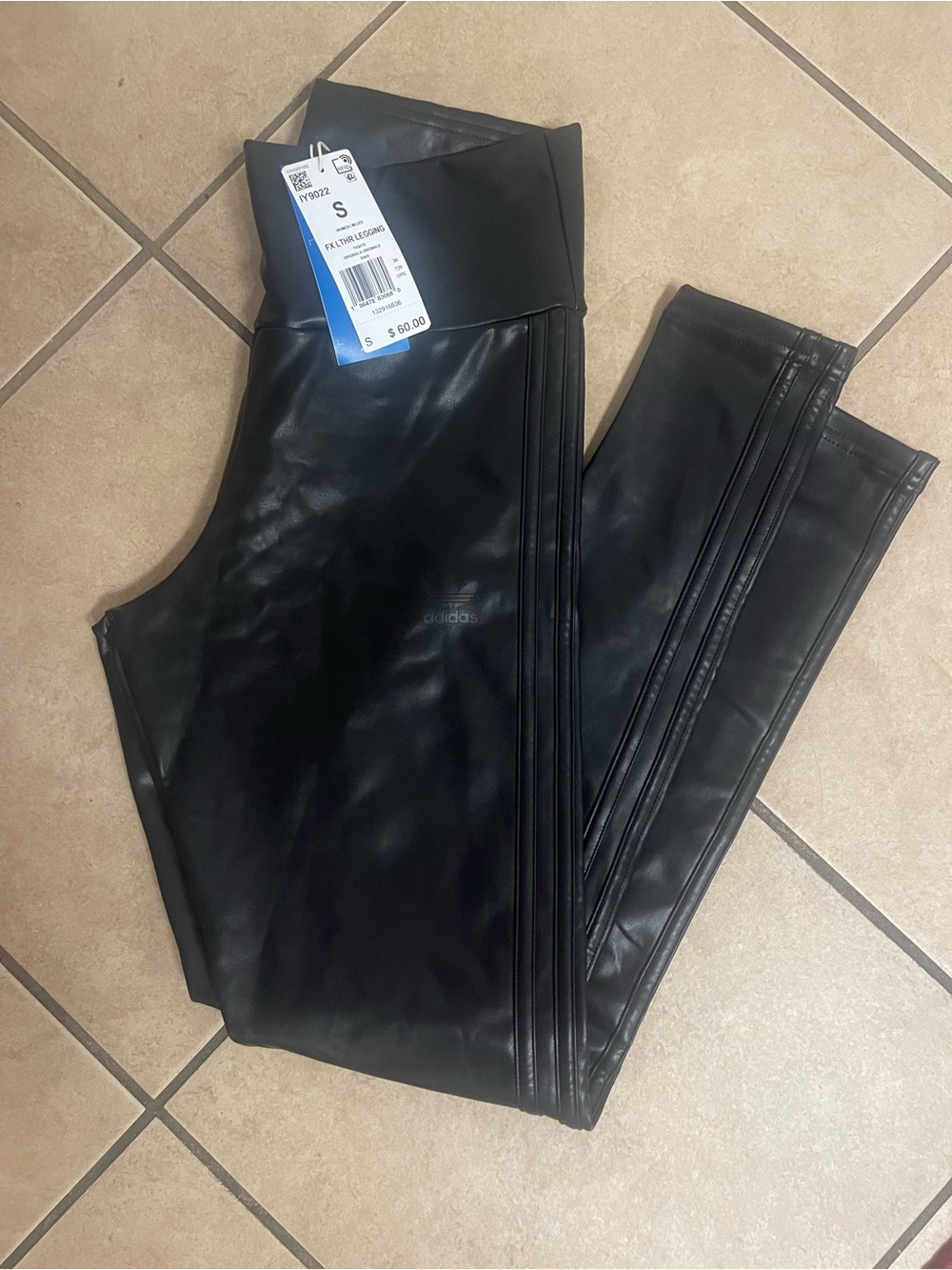 adidas Black Faux Leather Leggings